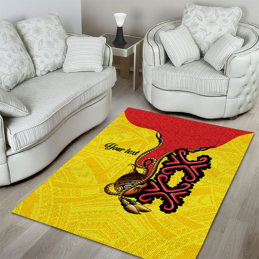Personalised Papua New Guinea Oro Necklace Area Rug Gold Melanesia Traditional Pattern