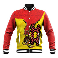 Personalised Papua New Guinea Oro Necklace Baseball Jacket Gold Melanesia Traditional Pattern