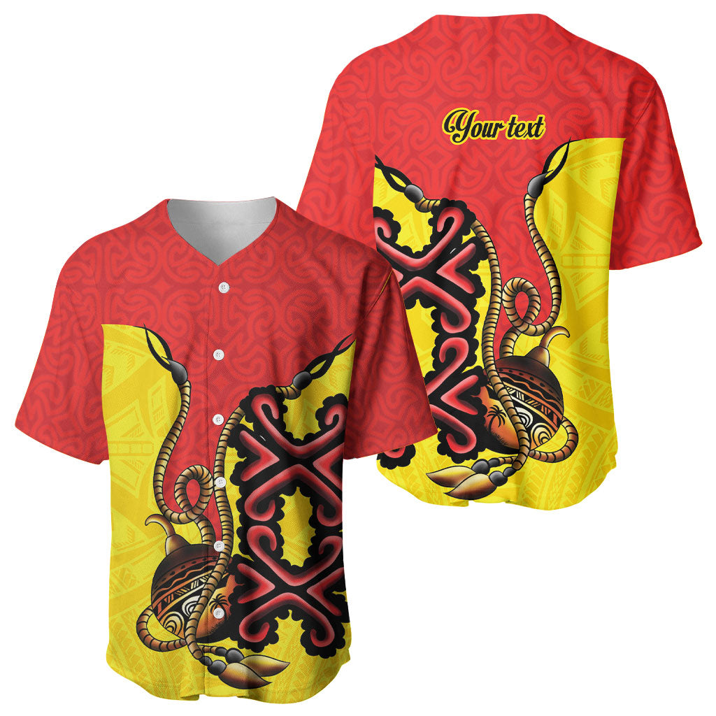 Personalised Papua New Guinea Oro Necklace Baseball Jersey Gold Melanesia Traditional Pattern