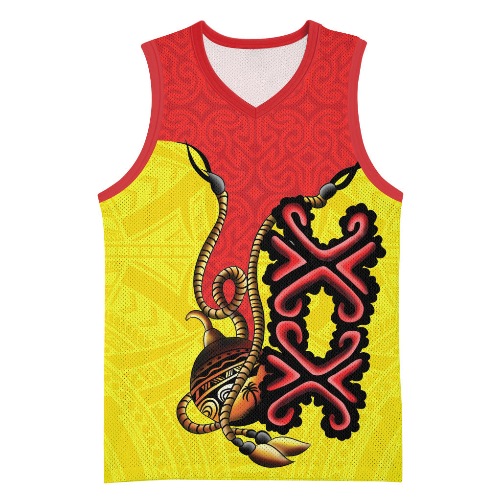 Personalised Papua New Guinea Oro Necklace Basketball Jersey Gold Melanesia Traditional Pattern