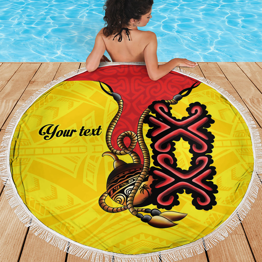 Personalised Papua New Guinea Oro Necklace Beach Blanket Gold Melanesia Traditional Pattern
