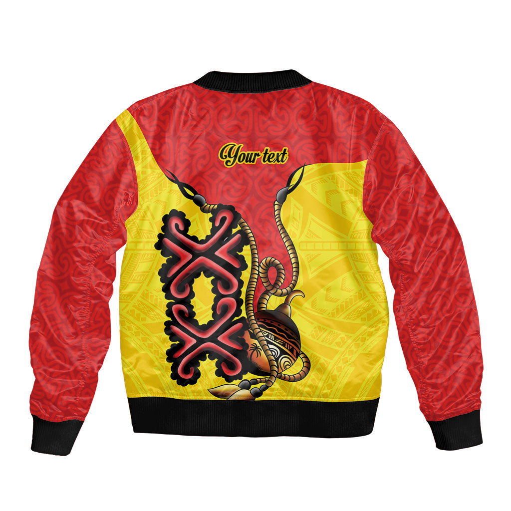 Personalised Papua New Guinea Oro Necklace Bomber Jacket Gold Melanesia Traditional Pattern
