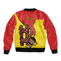Personalised Papua New Guinea Oro Necklace Bomber Jacket Gold Melanesia Traditional Pattern