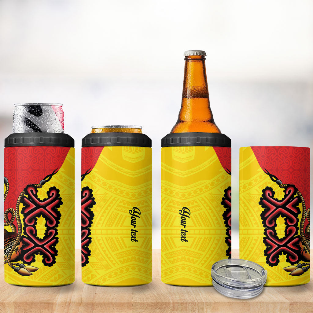Personalised Papua New Guinea Oro Necklace 4 in 1 Can Cooler Tumbler Gold Melanesia Traditional Pattern