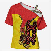 Personalised Papua New Guinea Oro Necklace Cross Shoulder Shirt Gold Melanesia Traditional Pattern