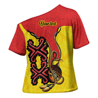 Personalised Papua New Guinea Oro Necklace Cross Shoulder Shirt Gold Melanesia Traditional Pattern