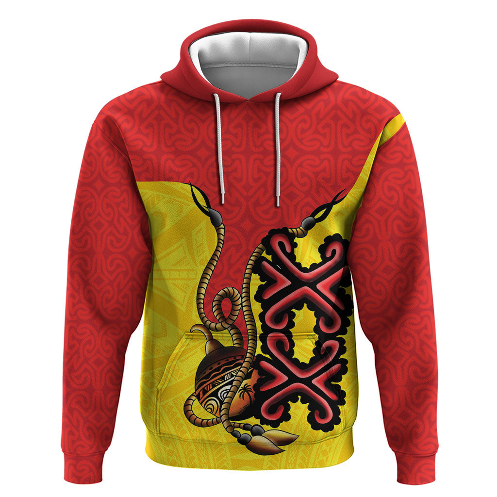 Personalised Papua New Guinea Oro Necklace Hoodie Gold Melanesia Traditional Pattern