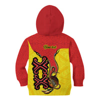 Personalised Papua New Guinea Oro Necklace Kid Hoodie Gold Melanesia Traditional Pattern