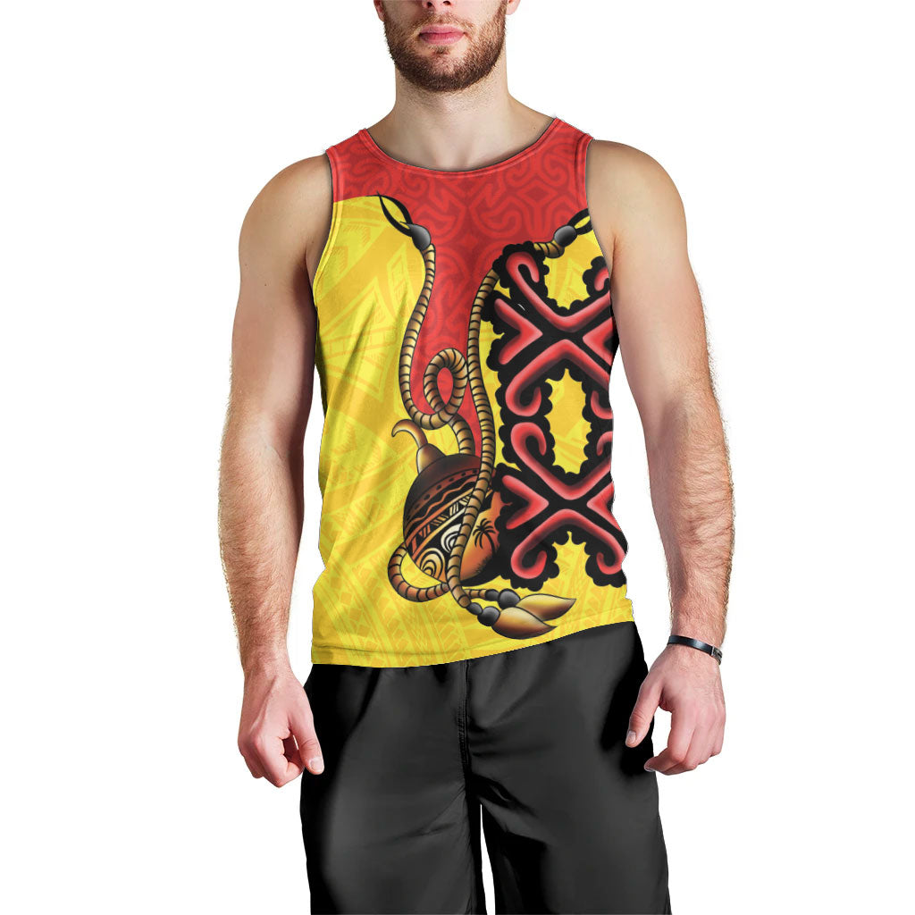 Personalised Papua New Guinea Oro Necklace Men Tank Top Gold Melanesia Traditional Pattern