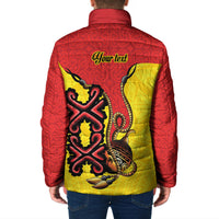 Personalised Papua New Guinea Oro Necklace Padded Jacket Gold Melanesia Traditional Pattern