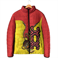 Personalised Papua New Guinea Oro Necklace Padded Jacket Gold Melanesia Traditional Pattern