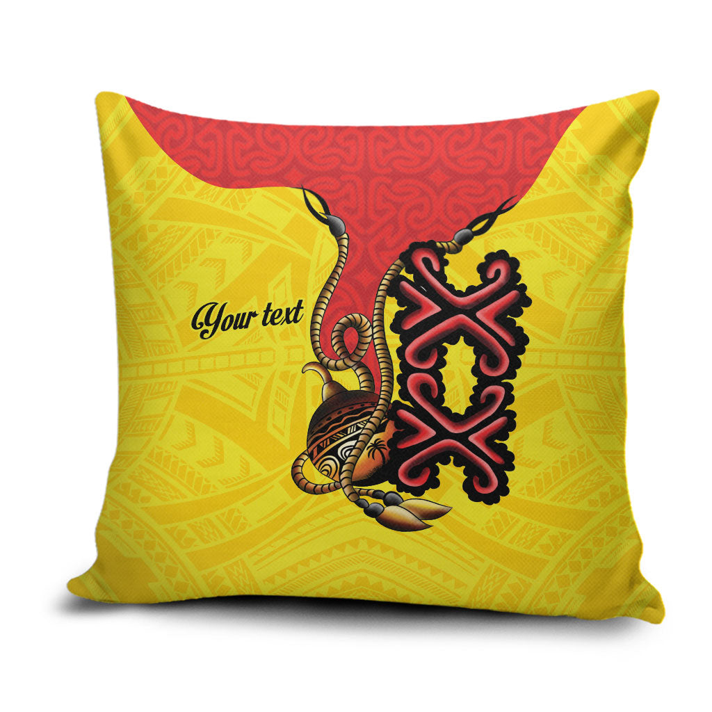 Personalised Papua New Guinea Oro Necklace Pillow Cover Gold Melanesia Traditional Pattern