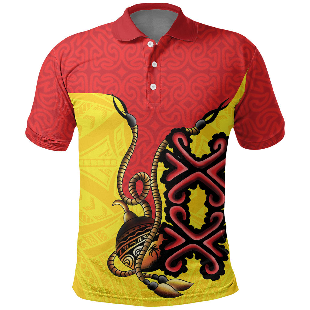 Personalised Papua New Guinea Oro Necklace Polo Shirt Gold Melanesia Traditional Pattern