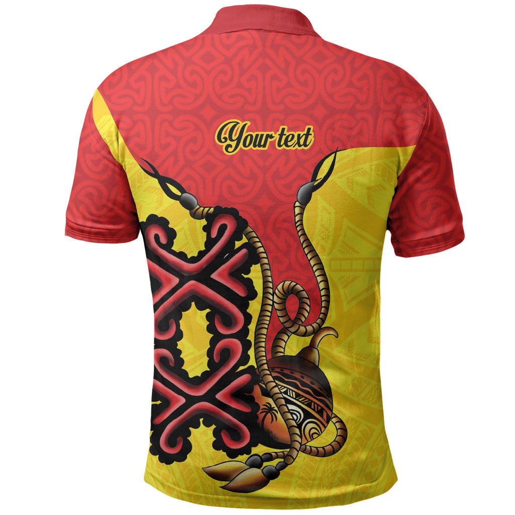 Personalised Papua New Guinea Oro Necklace Polo Shirt Gold Melanesia Traditional Pattern