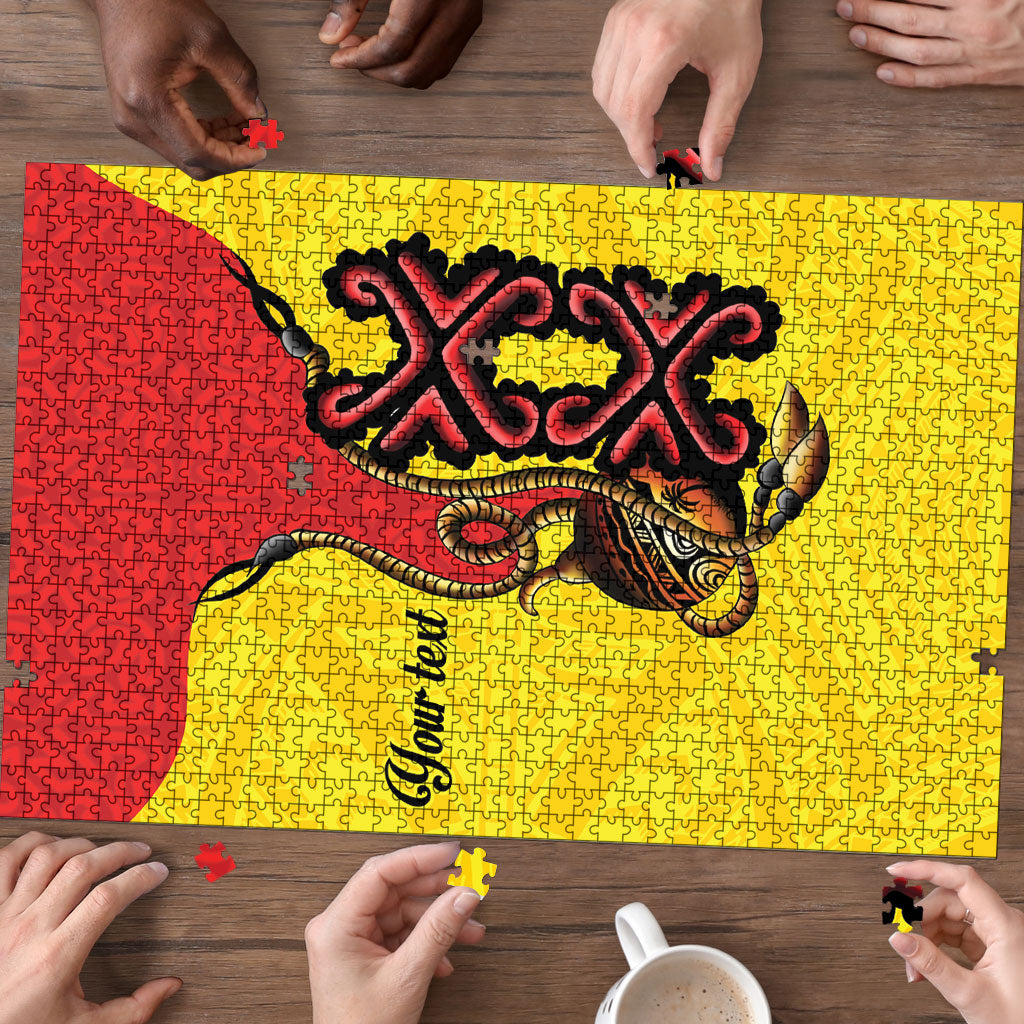 Personalised Papua New Guinea Oro Necklace Puzzle Gold Melanesia Traditional Pattern