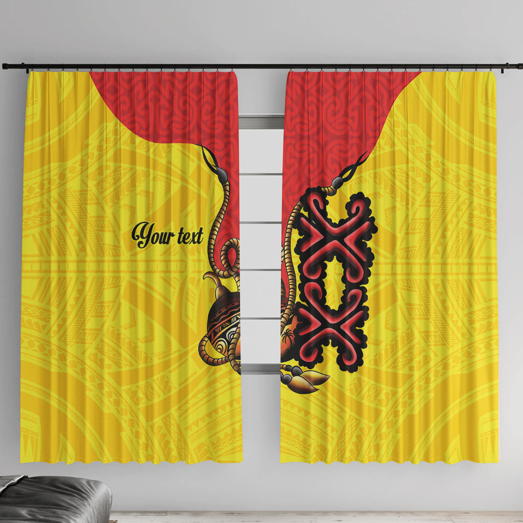 Personalised Papua New Guinea Oro Necklace Window Curtain Gold Melanesia Traditional Pattern