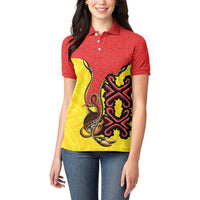 Personalised Papua New Guinea Oro Necklace Women Polo Shirt Gold Melanesia Traditional Pattern