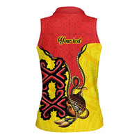 Personalised Papua New Guinea Oro Necklace Women Sleeveless Polo Shirt Gold Melanesia Traditional Pattern