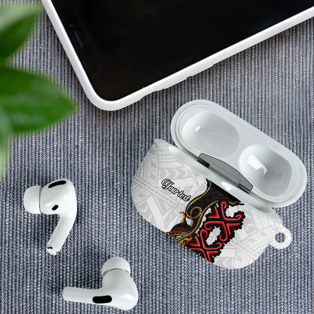 Personalised Papua New Guinea Oro Necklace AirPods Case Black Melanesia Traditional Pattern