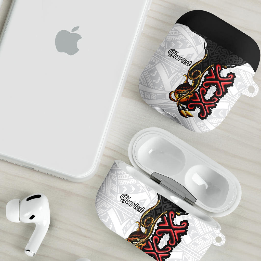 Personalised Papua New Guinea Oro Necklace AirPods Case Black Melanesia Traditional Pattern