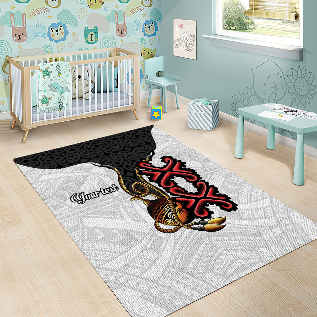 Personalised Papua New Guinea Oro Necklace Area Rug Black Melanesia Traditional Pattern