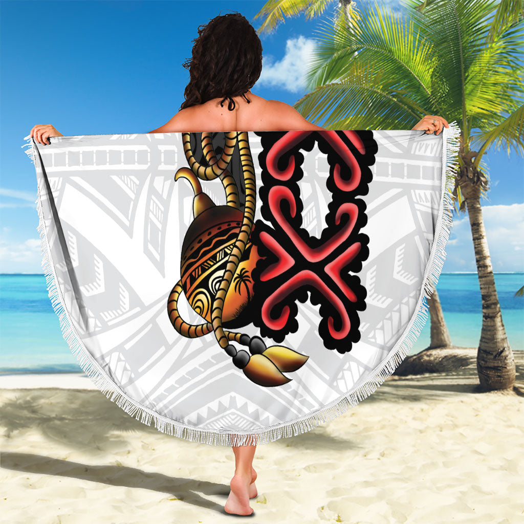 Personalised Papua New Guinea Oro Necklace Beach Blanket Black Melanesia Traditional Pattern