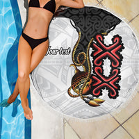 Personalised Papua New Guinea Oro Necklace Beach Blanket Black Melanesia Traditional Pattern
