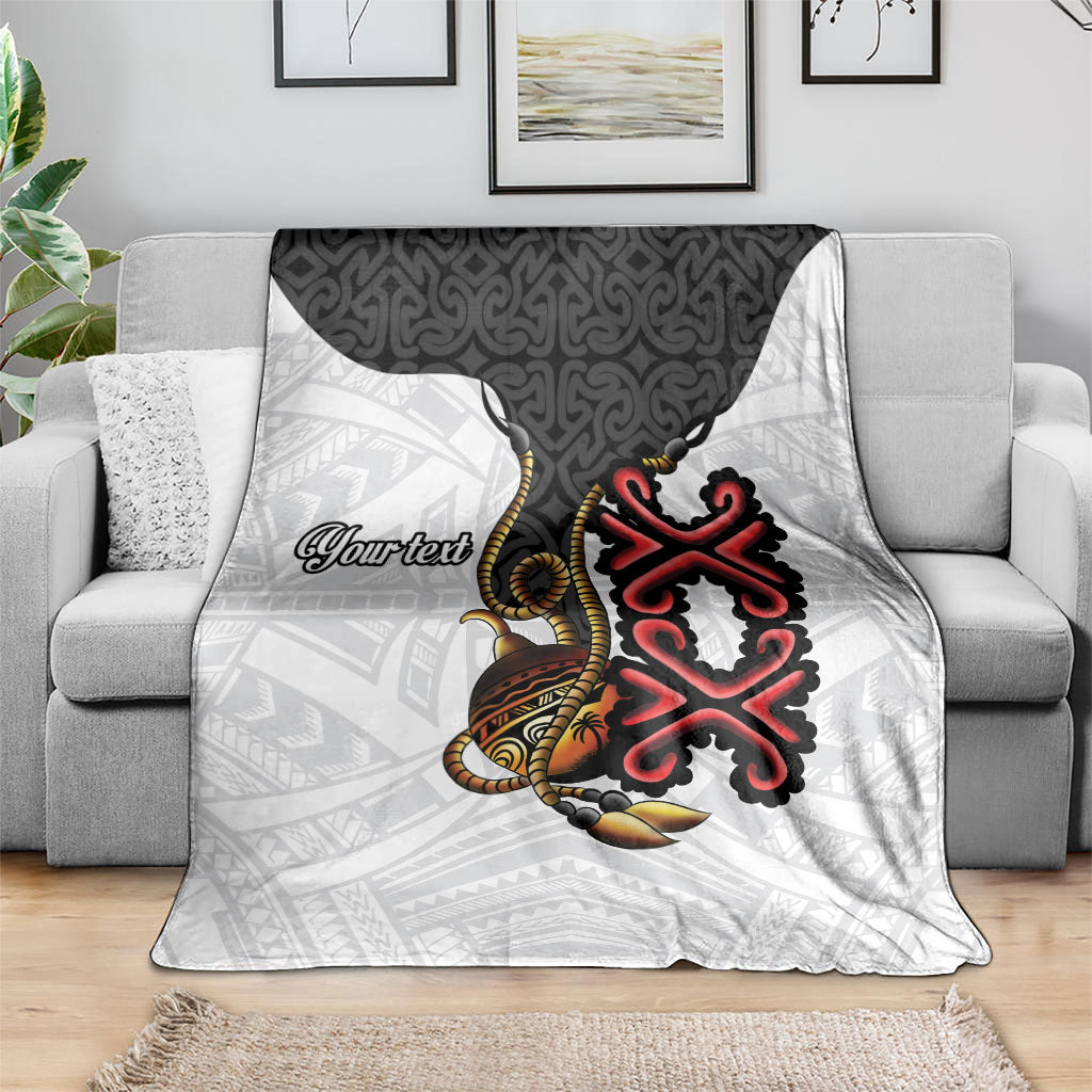 Personalised Papua New Guinea Oro Necklace Blanket Black Melanesia Traditional Pattern