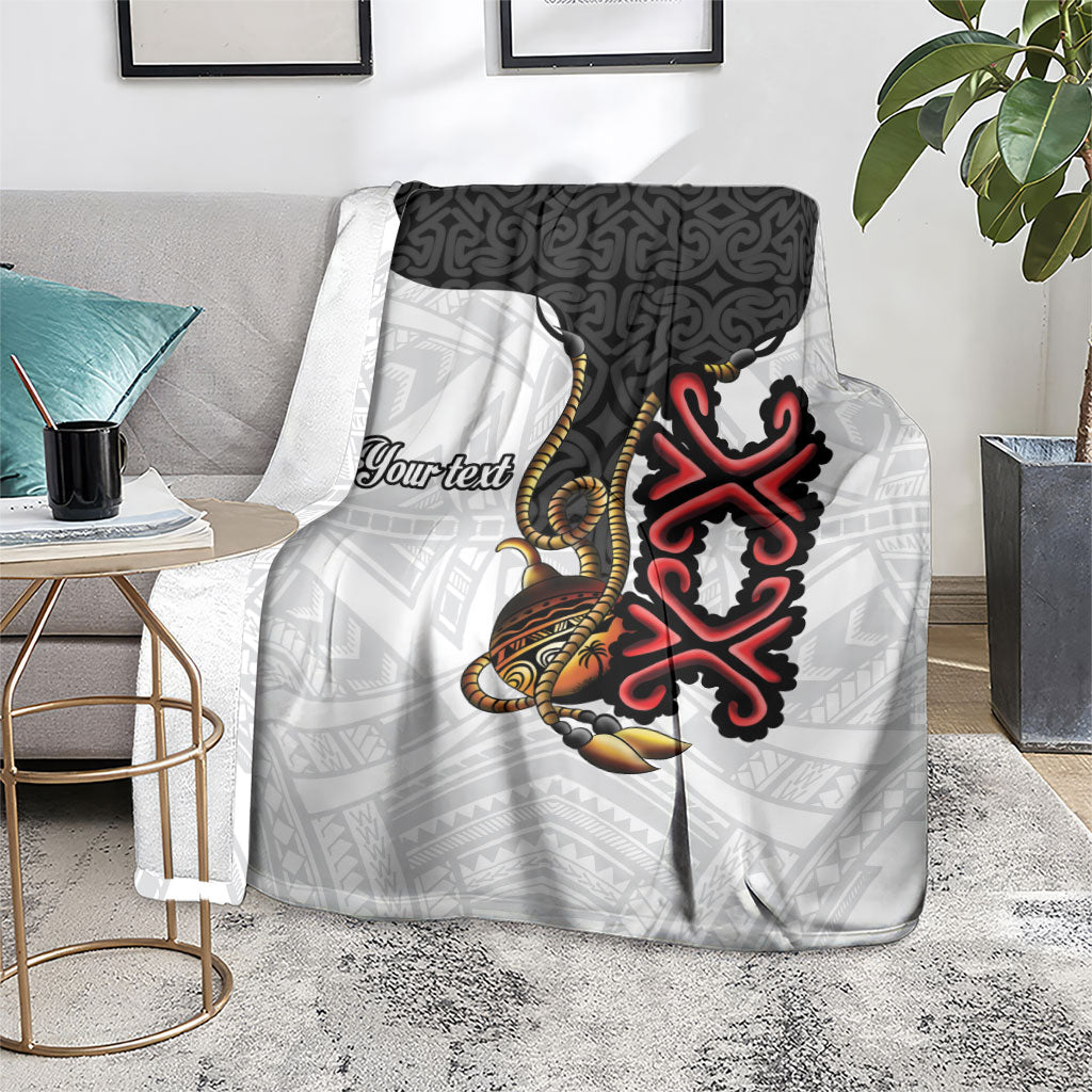 Personalised Papua New Guinea Oro Necklace Blanket Black Melanesia Traditional Pattern