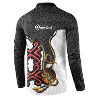 Personalised Papua New Guinea Oro Necklace Button Sweatshirt Black Melanesia Traditional Pattern