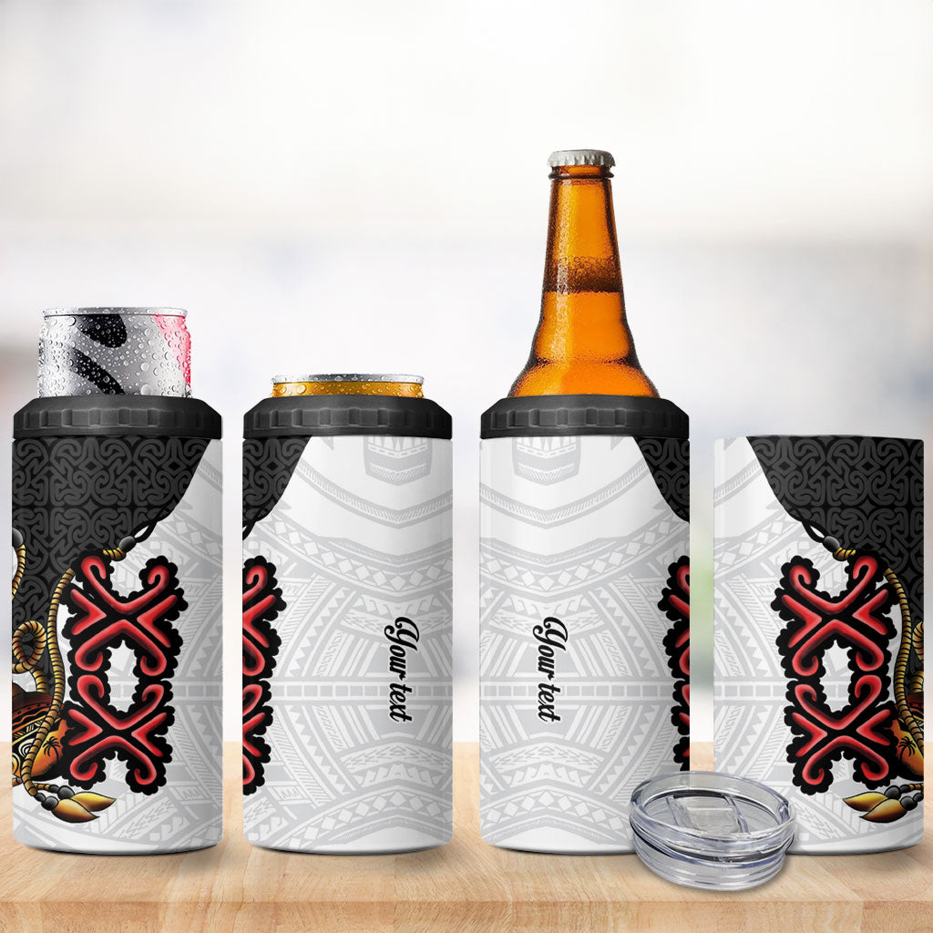 Personalised Papua New Guinea Oro Necklace 4 in 1 Can Cooler Tumbler Black Melanesia Traditional Pattern