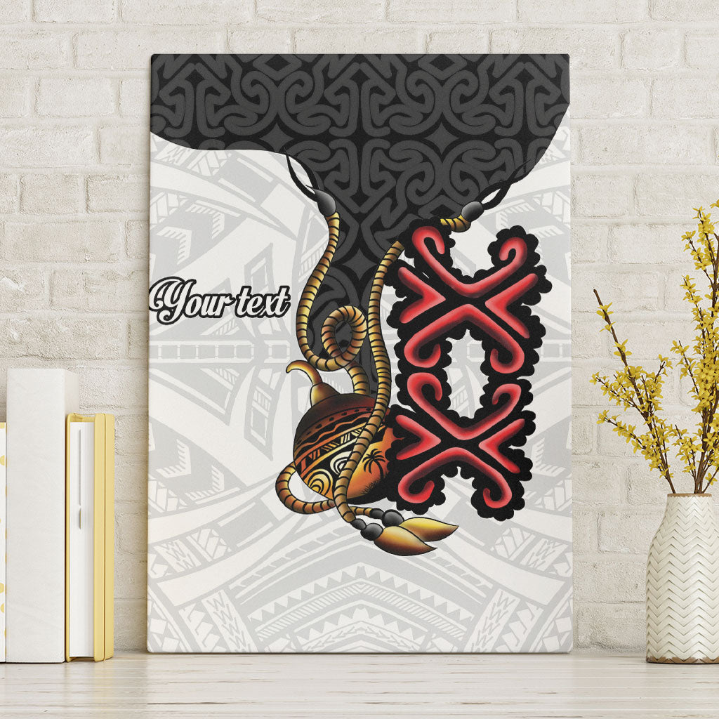 Personalised Papua New Guinea Oro Necklace Canvas Wall Art Black Melanesia Traditional Pattern