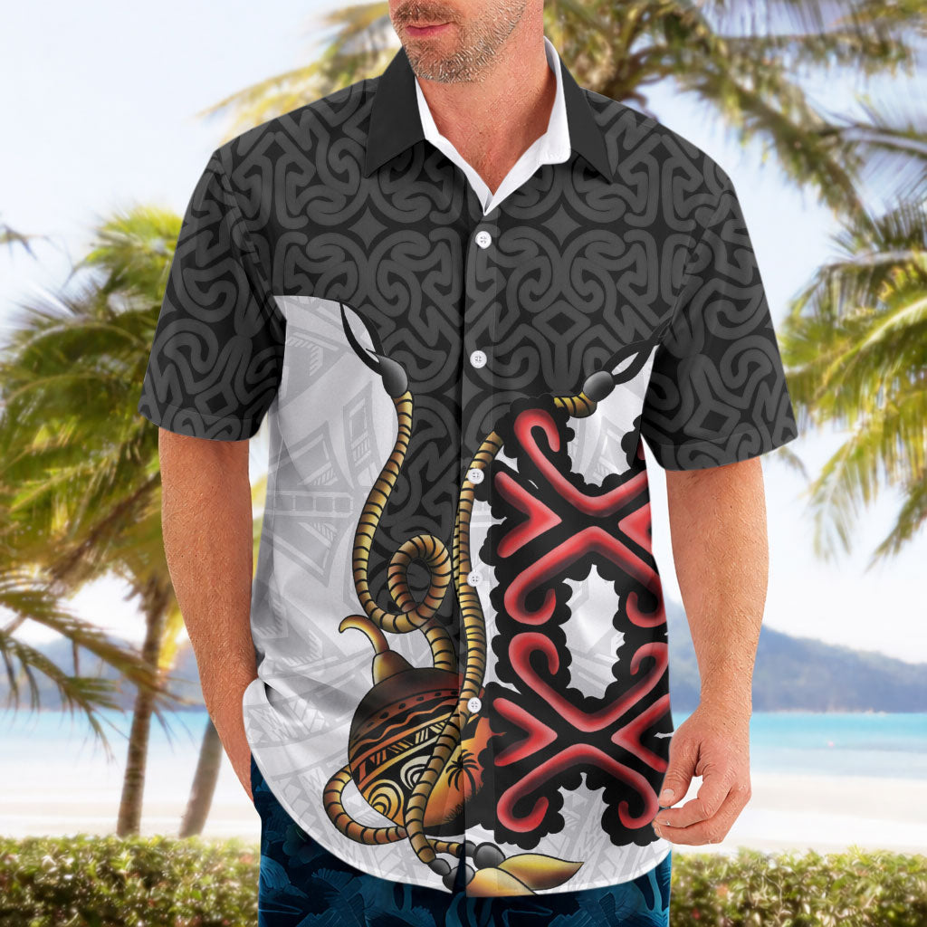 Personalised Papua New Guinea Oro Necklace Hawaiian Shirt Black Melanesia Traditional Pattern