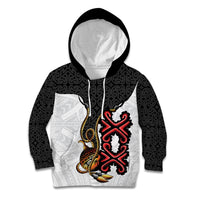 Personalised Papua New Guinea Oro Necklace Kid Hoodie Black Melanesia Traditional Pattern