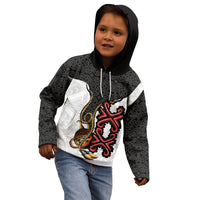 Personalised Papua New Guinea Oro Necklace Kid Hoodie Black Melanesia Traditional Pattern