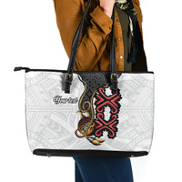Personalised Papua New Guinea Oro Necklace Leather Tote Bag Black Melanesia Traditional Pattern
