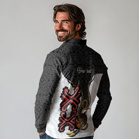 Personalised Papua New Guinea Oro Necklace Long Sleeve Polo Shirt Black Melanesia Traditional Pattern