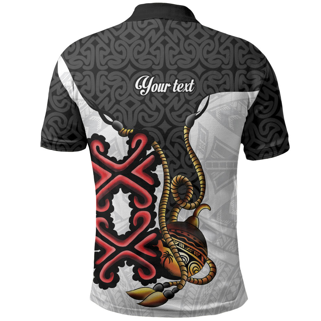 Personalised Papua New Guinea Oro Necklace Polo Shirt Black Melanesia Traditional Pattern