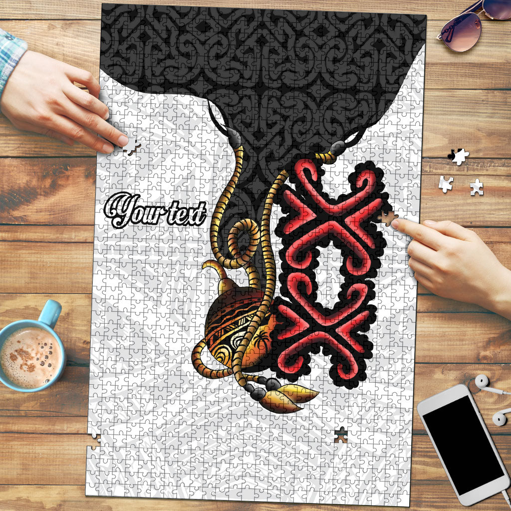 Personalised Papua New Guinea Oro Necklace Puzzle Black Melanesia Traditional Pattern