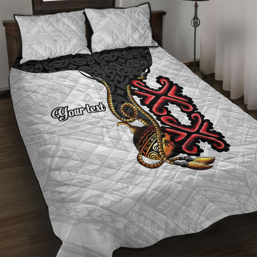 Personalised Papua New Guinea Oro Necklace Quilt Bed Set Black Melanesia Traditional Pattern