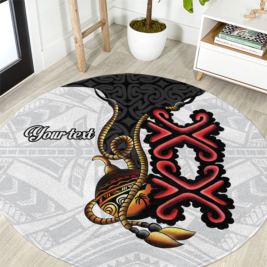 Personalised Papua New Guinea Oro Necklace Round Carpet Black Melanesia Traditional Pattern LT9 Black - Polynesian Pride