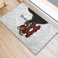 Personalised Papua New Guinea Oro Necklace Rubber Doormat Black Melanesia Traditional Pattern