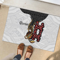 Personalised Papua New Guinea Oro Necklace Rubber Doormat Black Melanesia Traditional Pattern