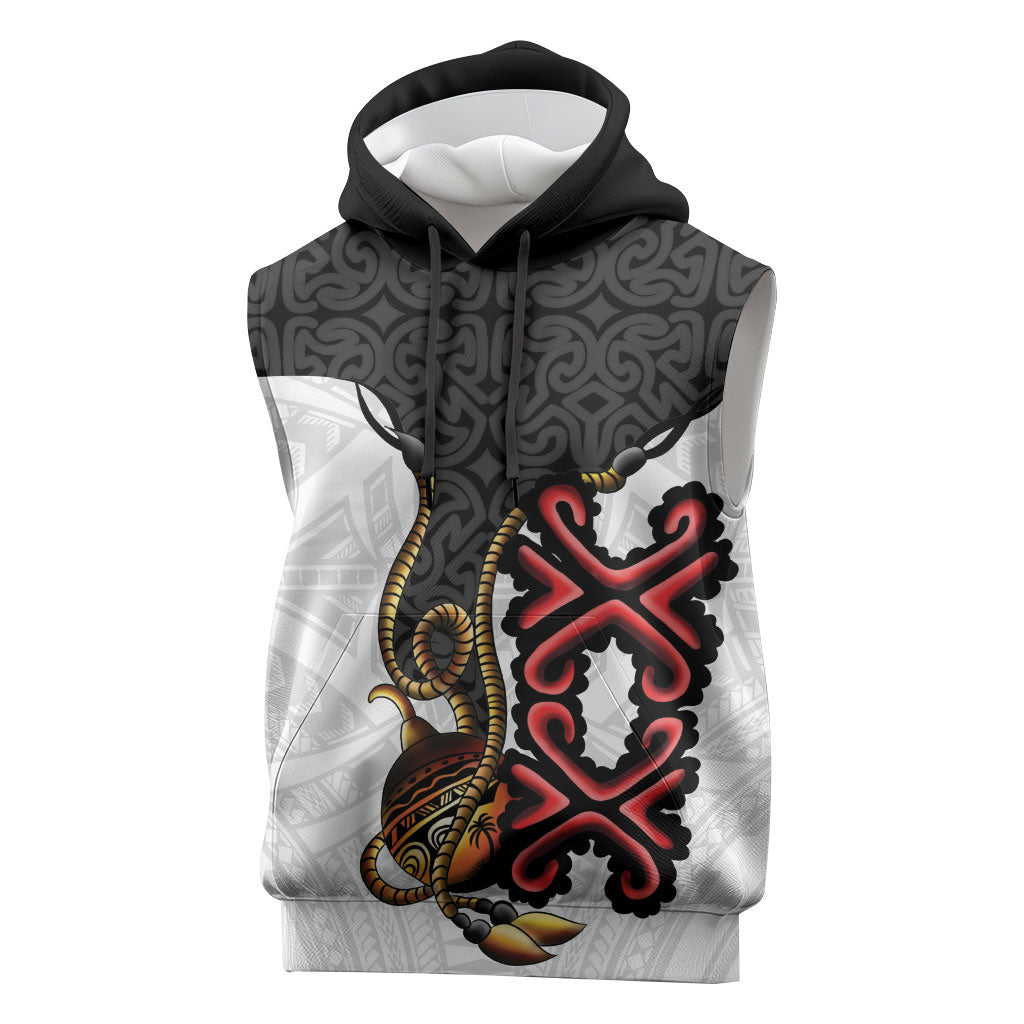 Personalised Papua New Guinea Oro Necklace Sleeveless Hoodie Black Melanesia Traditional Pattern