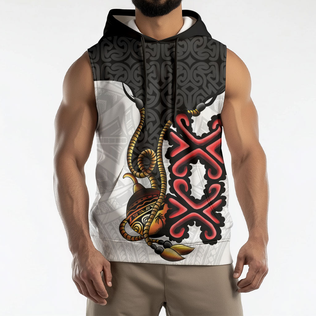 Personalised Papua New Guinea Oro Necklace Sleeveless Hoodie Black Melanesia Traditional Pattern