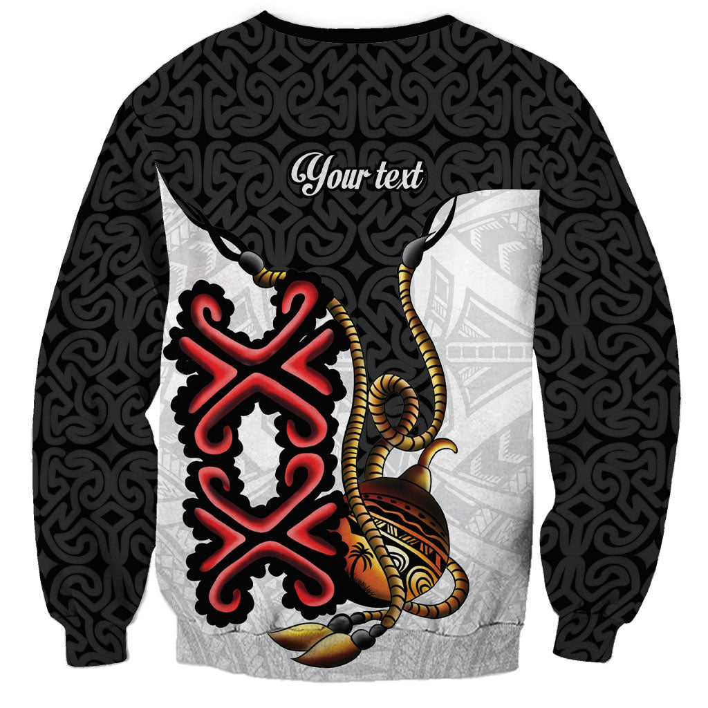 Personalised Papua New Guinea Oro Necklace Sweatshirt Black Melanesia Traditional Pattern