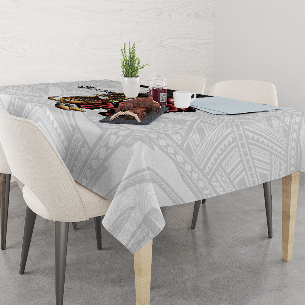 Personalised Papua New Guinea Oro Necklace Tablecloth Black Melanesia Traditional Pattern