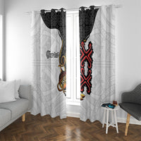 Personalised Papua New Guinea Oro Necklace Window Curtain Black Melanesia Traditional Pattern