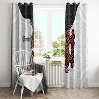 Personalised Papua New Guinea Oro Necklace Window Curtain Black Melanesia Traditional Pattern