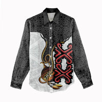 Personalised Papua New Guinea Oro Necklace Women Casual Shirt Black Melanesia Traditional Pattern